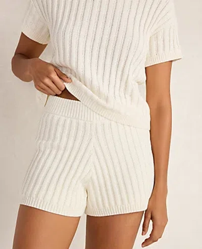 Ann Taylor Haven Well Within Cotton Vertical Stitch Shorts In White
