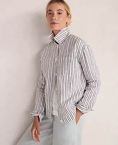 Ann Taylor Haven Well Within Everweave Linen Stripe Boxy Jacket In Gray