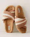 Ann Taylor Haven Well Within Faux Sherpa Sweater Stripe Slide In Ivory