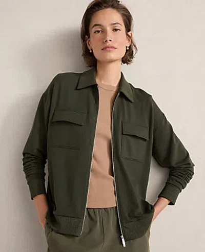 Ann Taylor Haven Well Within Fleece Collared Jacket In Green