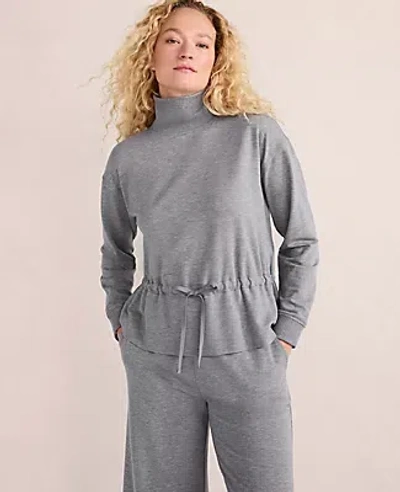 Ann Taylor Haven Well Within Fleece Drawstring-waist Mockneck Top In Graphite Heather