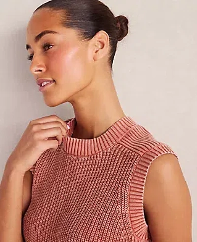 Ann Taylor Haven Well Within Garment-dyed Cotton Shaker Sleeveless Sweater In Red