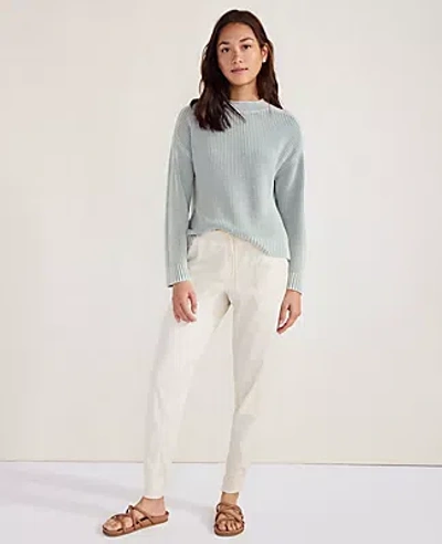 Ann Taylor Haven Well Within Garment-dyed Organic Cotton Roll Neck Sweater In Cascade Blue