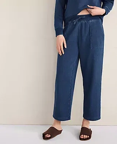 Ann Taylor Haven Well Within Indigo Washed Cotton Fleece Straight Leg Pants In Blue