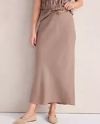 Ann Taylor Haven Well Within Linen Bias Cut Midi Skirt In Brown