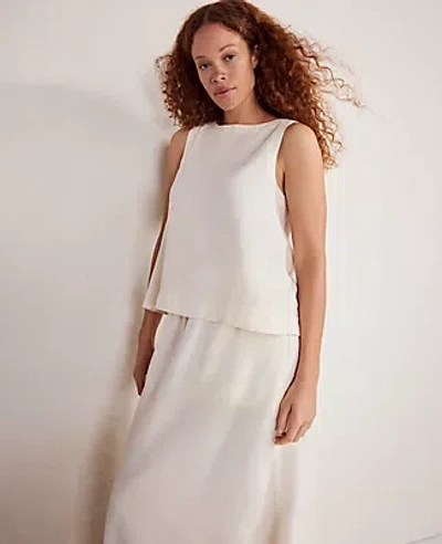 Ann Taylor Haven Well Within Linen Blend Bateau Neck Top In Fresh Buttermilk