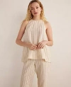Ann Taylor Haven Well Within Linen Blend Dobby Stripe Top