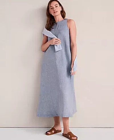 Ann Taylor Haven Well Within Linen Boat Neck Maxi Dress In Blue