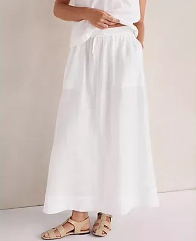 Ann Taylor Haven Well Within Linen Drawstring Midi Skirt In White