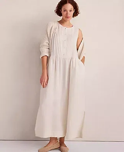Ann Taylor Haven Well Within Linen Pintuck Midi Dress In Brown