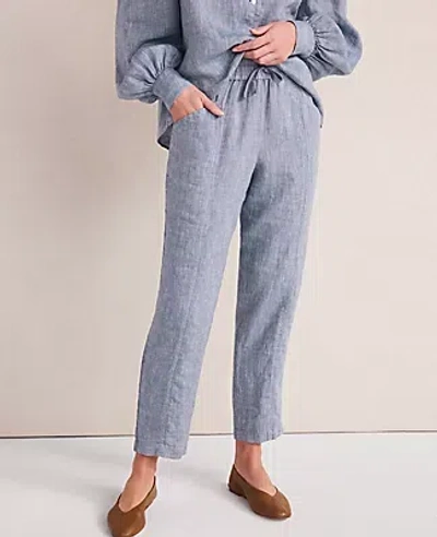Ann Taylor Haven Well Within Linen Straight Leg Pants In Blue