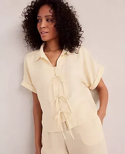 Ann Taylor Haven Well Within Linen Tie-front Top In Sand