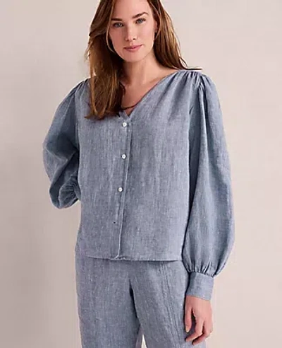 Ann Taylor Haven Well Within Linen V-neck Blouse In Gray