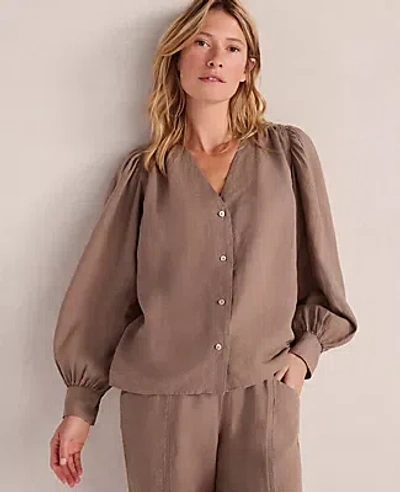 Ann Taylor Haven Well Within Linen V-neck Blouse In Brown