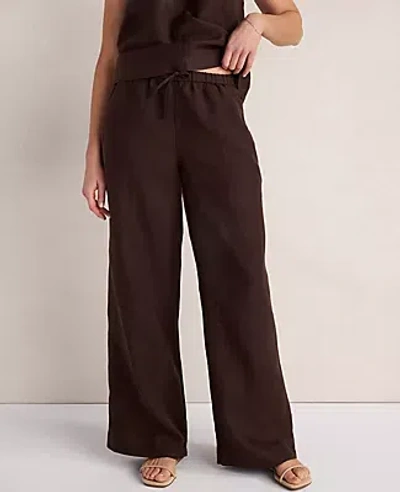 Ann Taylor Haven Well Within Linen Wide Leg Drawstring Pants In Brown