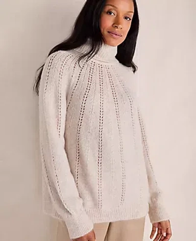 Ann Taylor Haven Well Within Lofty Knit Pointelle Turtleneck Sweater In Angora Multi