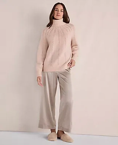 Ann Taylor Haven Well Within Lofty Knit Pointelle Turtleneck Sweater In Sesame