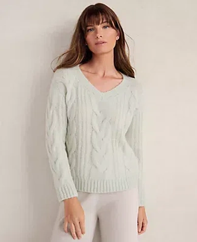 Ann Taylor Haven Well Within Lofty Knit V-neck Sweater In White