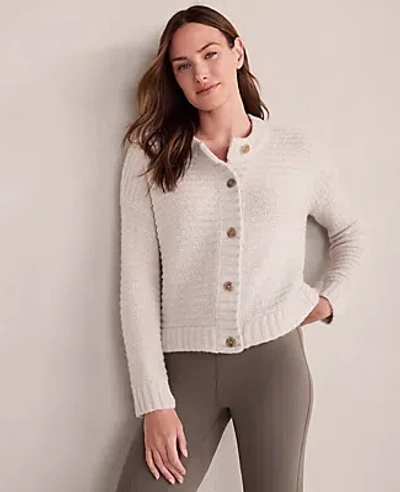 Ann Taylor Haven Well Within Merino Wool Cashmere Link Stitch Cardigan In Silver