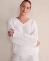 Ann Taylor Haven Well Within Organic Cotton Flat Tape V-neck Sweater