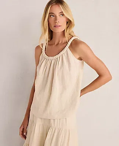 Ann Taylor Haven Well Within Organic Cotton Gauze Braided Top In Nude