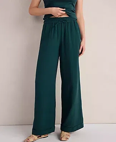 Ann Taylor Haven Well Within Organic Cotton Gauze Drawstring Pants In Blue