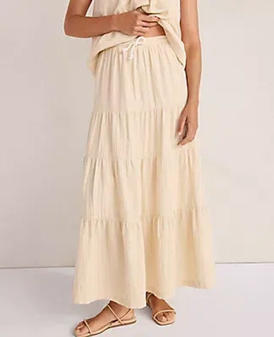 Ann Taylor Haven Well Within Organic Cotton Gauze Tiered Maxi Skirt In Nude