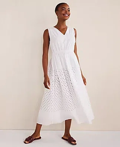 Ann Taylor Haven Well Within Organic Cotton Honeycomb Eyelet Midi Dress