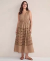 Ann Taylor Haven Well Within Organic Cotton Honeycomb Eyelet Midi Dress In Gray