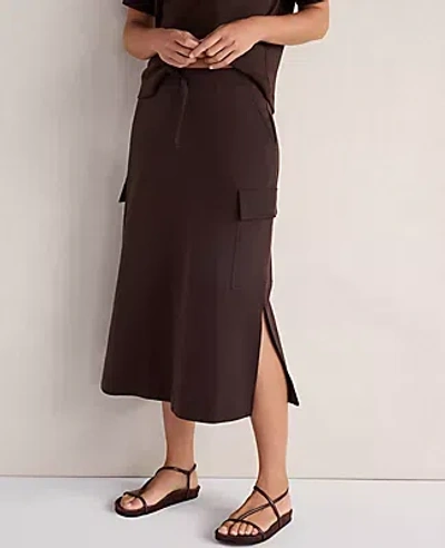 Ann Taylor Haven Well Within Organic Cotton Interlock Cargo Skirt In Brown