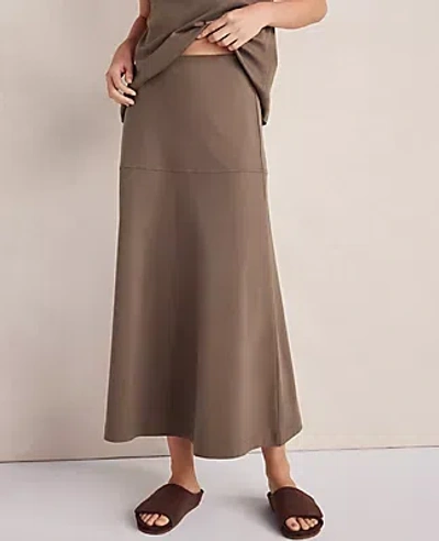 Ann Taylor Haven Well Within Organic Cotton Interlock Midi Skirt In Brown