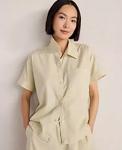 Ann Taylor Haven Well Within Organic Cotton Linen Button-down Top In Neutral