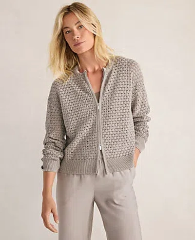Ann Taylor Haven Well Within Organic Cotton Linen Open Stitch Cardigan In Mushroom
