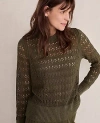 Ann Taylor Haven Well Within Organic Cotton Linen Open Stitch Crewneck Sweater In Green