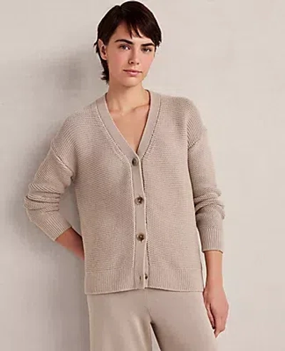 Ann Taylor Haven Well Within Organic Cotton Link Stitch Cardigan In Brown