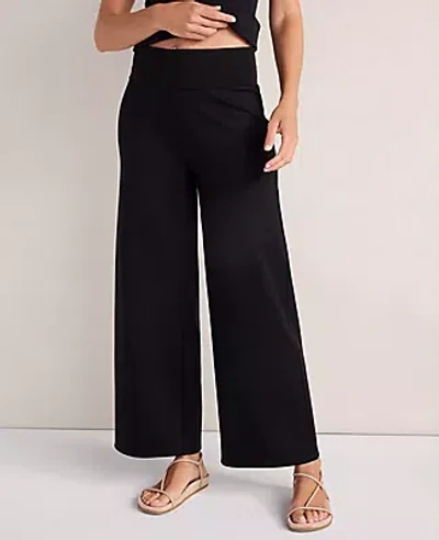 Ann Taylor Haven Well Within Organic Cotton Modal Foldover Wide Leg Pants In Black