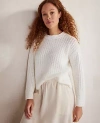 Ann Taylor Haven Well Within Organic Cotton Open Stitch Crew Neck Sweater In Ivory