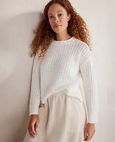 Ann Taylor Haven Well Within Organic Cotton Open Stitch Crew Neck Sweater In Ivory