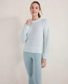 Ann Taylor Haven Well Within Organic Cotton Open Stitch Crew Neck Sweater In Light Sea Blue