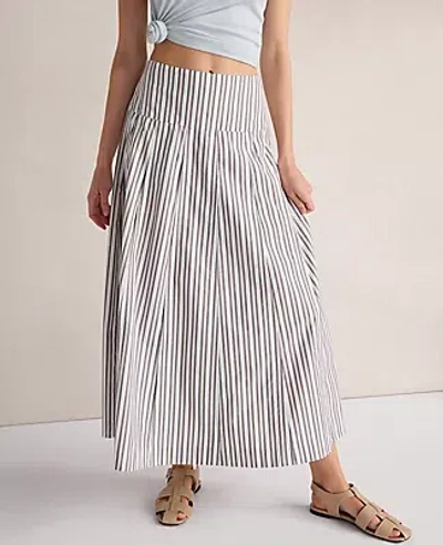 Ann Taylor Haven Well Within Organic Cotton Poplin Stripe Drop Waist Skirt In Neutral