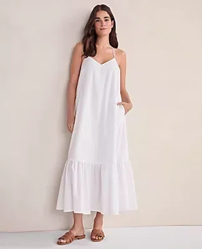 Ann Taylor Haven Well Within Organic Cotton Poplin Tiered Midi Dress In White