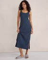 Ann Taylor Haven Well Within Organic Cotton Rib Knit Midi Dress In Blue