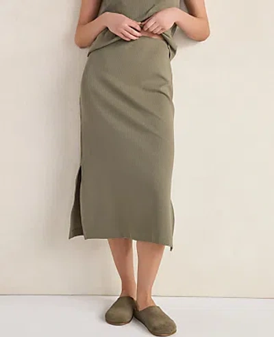 Ann Taylor Haven Well Within Organic Cotton Rib Knit Midi Skirt In Green