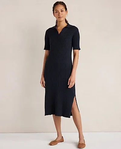 Ann Taylor Haven Well Within Organic Cotton Ribbed Midi Dress In Nightfall Wash