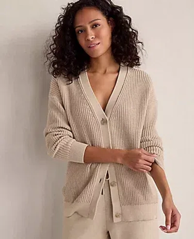Ann Taylor Haven Well Within Organic Cotton Shaker Stitch Heathered Cardigan In Neutral