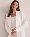 Ann Taylor Haven Well Within Organic Cotton Shaker Stitch Open Front Cardigan In White