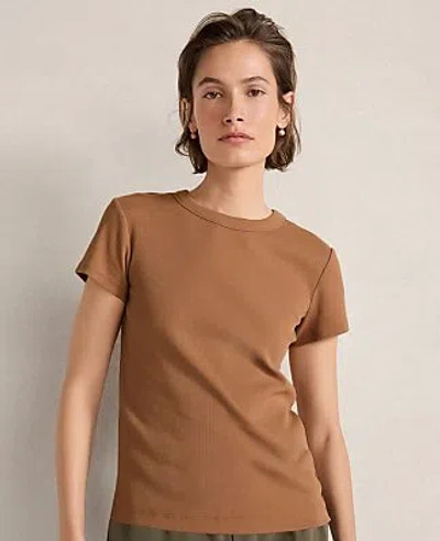 Ann Taylor Haven Well Within Organic Cotton Short Sleeve Tee In Fawn Heather