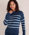 Ann Taylor Haven Well Within Organic Cotton Stripe Roll Neck Sweater In Black