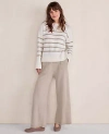 Ann Taylor Haven Well Within Organic Cotton Stripe Roll Neck Sweater In White