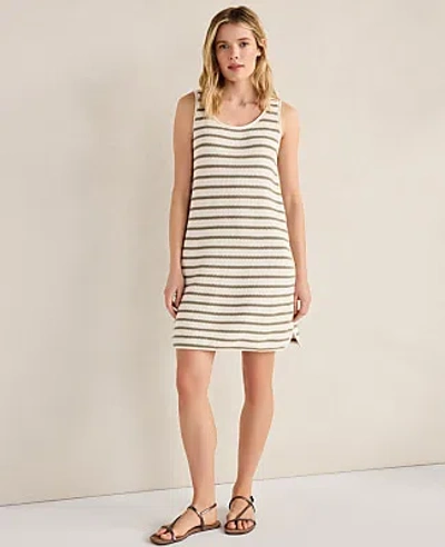 Ann Taylor Haven Well Within Organic Cotton Textured Stripe Mini Dress In Green